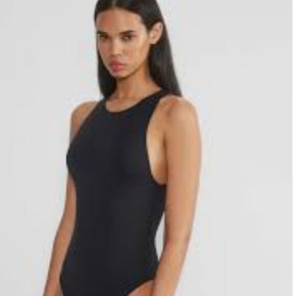 Aritzia Black Racerback Bodysuit NEW Cond. - Picture 1 of 3